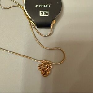 Mickey Mouse Light Pink Crystal Official Disney Gold Tone Pendant Necklace